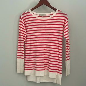 LOFT coral striped top